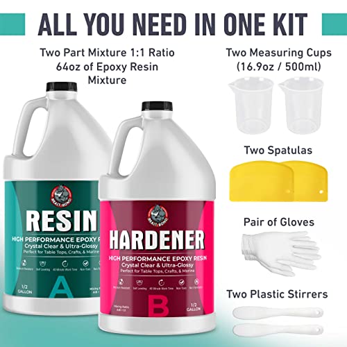 Beast Bond Kit de resina epoxi, resina epoxi de alto rendimiento, autonivelante, burbujas mínimas, transparente, brillante, resistente a los rayos UV, perfecto para mesas y manualidades. DIY y Pro número 1 elección