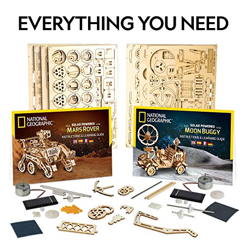 NATIONAL GEOGRAPHIC Solar Space Explorers - DIY Moon Buggy and Mars Rover Model Kit, Each Powered by a Solar Panel, Great STEM Toy for Girls and Boys Interested in Outer Space and Engineering