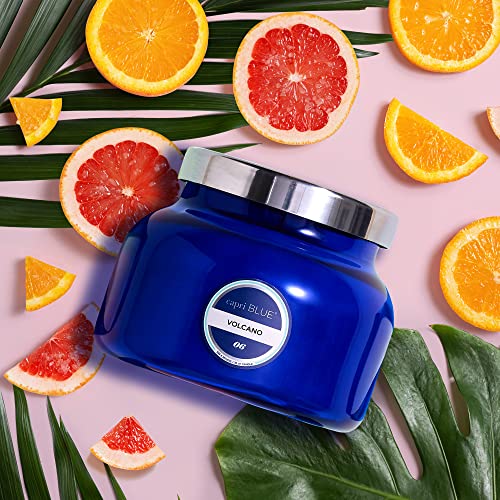 Capri Blue Vela perfumada - Mecha de algodón - Vela de aromaterapia de lujo - 19 onzas - Volcán - Azul