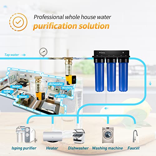 iSpring WSP50ARB - Filtro de agua para sedimentos giratorios y reutilizables