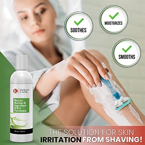 Kerah Lane Organic Razor Bump & Ingrown Hair Formula 8 Oz for Women & Men: Best Treatment Serum for Ingrown Hairs, Acne, Razor Bumps, Razor Burn: Use After Shaving, Waxing, Electrolysis & Hair Removal by Kerah Lane