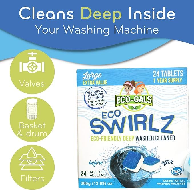 Eco-Gals Eco Swirlz - Limpiador de lavadora, 24 unidades