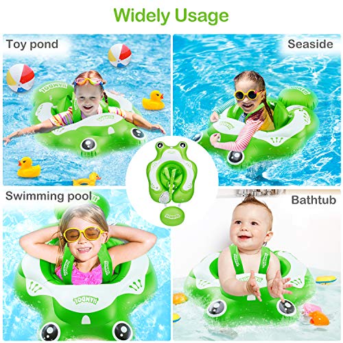 Hamdol - Flotador de natación inflable para bebé, flotador de agua, flotador, para piscina infantil, con soporte inferior seguro y flotador, para niños de 3 a 30 meses, rana flotante grande