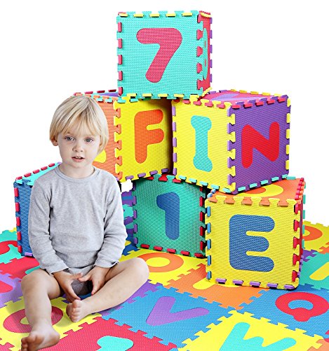 Click N' Play, alfombra de juego de rompecabezas de espuma de alfabeto y números, 36 azulejos (cada baldosa mide 12 x 12 pulgadas para una cobertura total de 36 pies cuadrados)