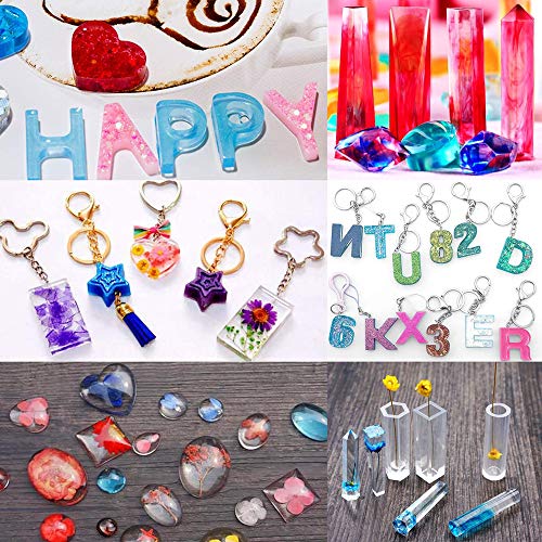 Kit de resina epoxi de resina de arte transparente, kit de 2 piezas, kit de resina de fundición y revestimiento, resina de joyería de vidrio con tazas de medición adicionales, esparcidores y guantes