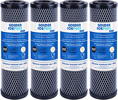 Filtro de agua de carbón activado por sinterización para toda la casa Gold Icepure, 10 pulgadas, compatible con Dupont WFPFC8002, WFPFC9001, Culligan P5-D, Filtrete mpr1000, WHCF-WHWC