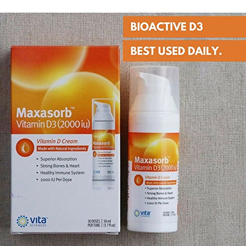 Vita Sciences Vitamin D3 Skin Cream - 2000IU Maxasorb D3 Lotion - 1.7 Fl Oz by Vita Sciences