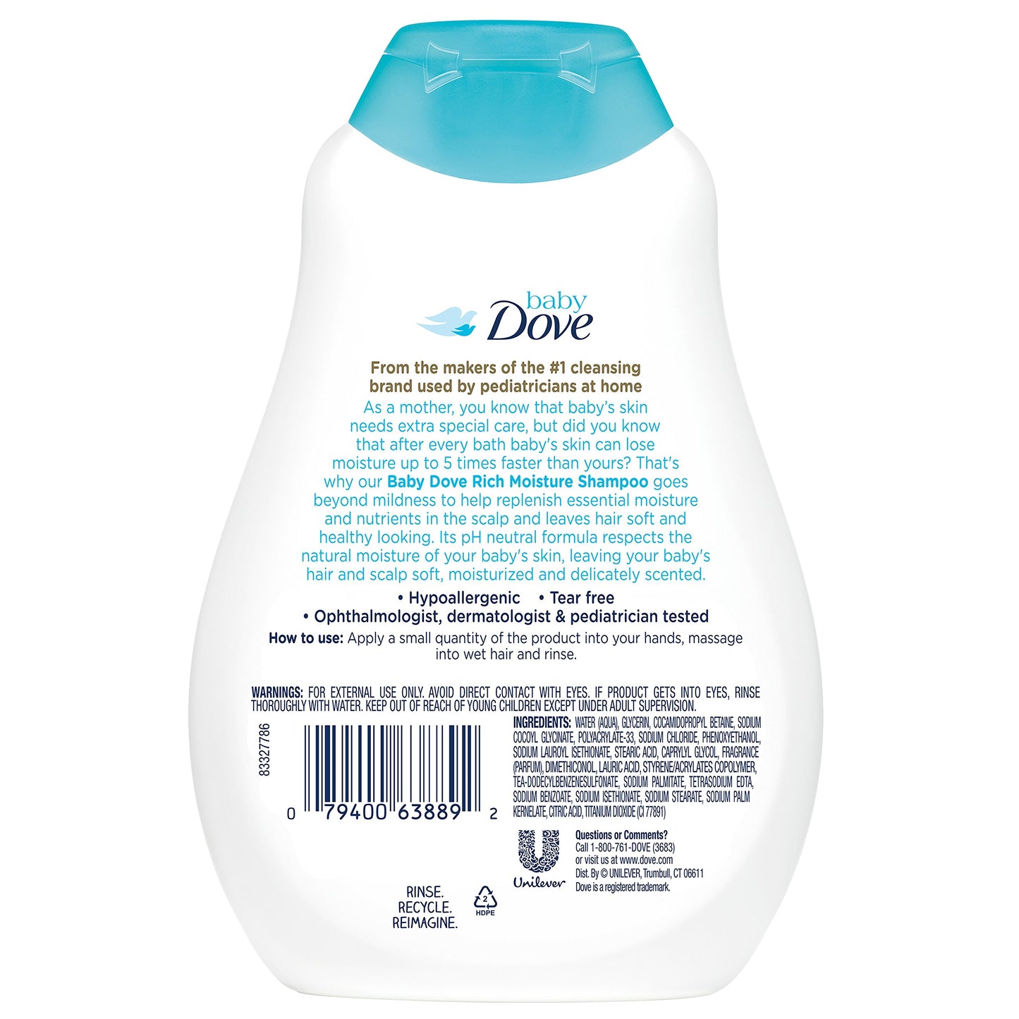 Baby Dove Tear FreeShampoo, Rich Moisture, 13 oz, 3 count